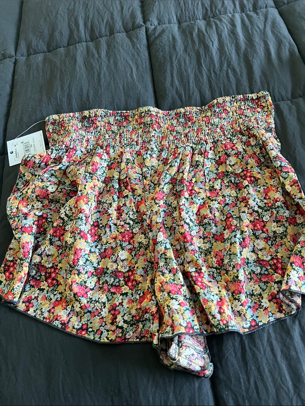 O'Neill Floral Smocked Waist Skort - Yellow, Pink, Green, White - Picture 4 of 5